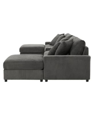 Sectional Sofa with Bluetooth USB Storage & Ottoman