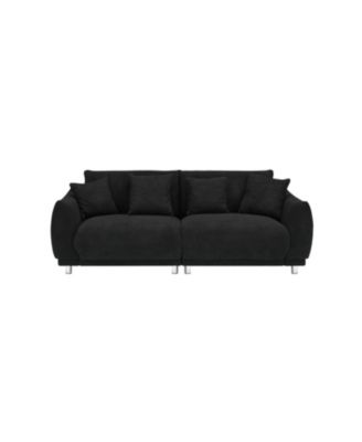Black Teddy Fleece Sofa with 4 Pillows
