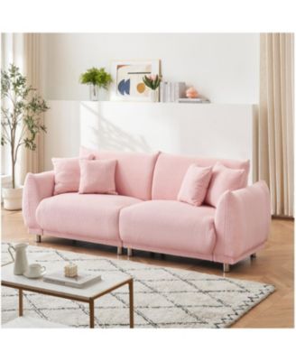 Pink Teddy Fleece Sofa with Pillows