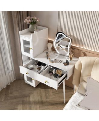 Vanity Dressing Table with LED Mirror & Storage