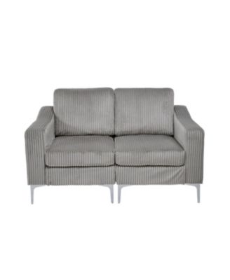 Modular Sectional Two-Seater Sofa Corduroy Sectional Couch Gray