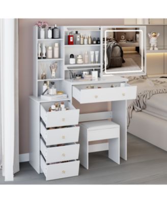 37" LED Mirror Vanity Table with Stool