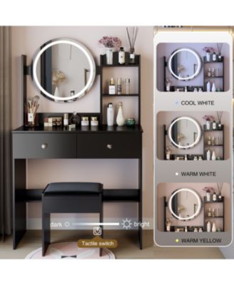 LED Vanity Table Set (Touch 3 Colors Adjustable)