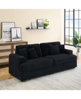 Corduroy 3-Seater Sofa w/ 4 Pillows