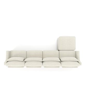 White Chenille 4-Seater Sofa with Ottoman