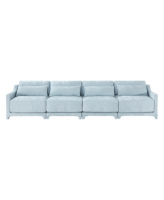 Chenille Sofa Solid Wood Frame Easy Install Sky Blue