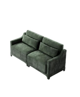 Green Chenille 2-Seater Sofa with Lumbar Pillows