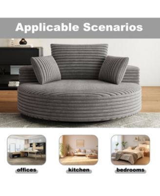 55" Corduroy Swivel Sleeper Chair