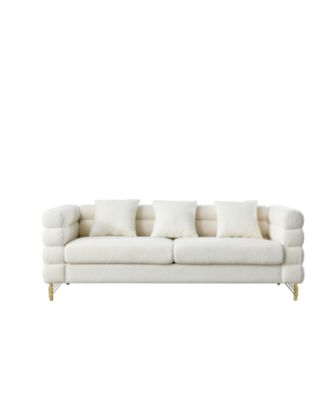 81" Oversized 3-Seater Sectional Sofa - White Teddy