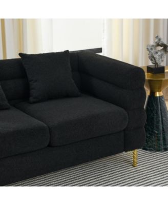 3-seater + 3-seater Combination sofa.BLACK teddy