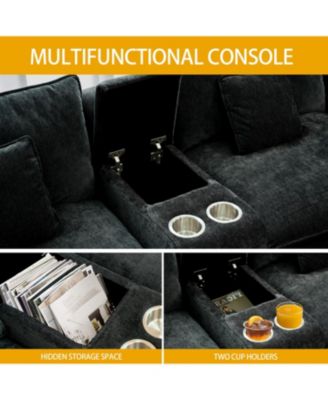 Streamdale U Shaped Cloud Couch, 144" Modular Chenille Sofa with Ottoman & Console