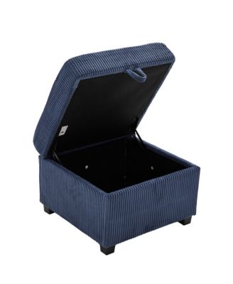 L-Shaped Sectional Sofa w/ Storage Ottoman, USB, Cup Holder, Corduroy