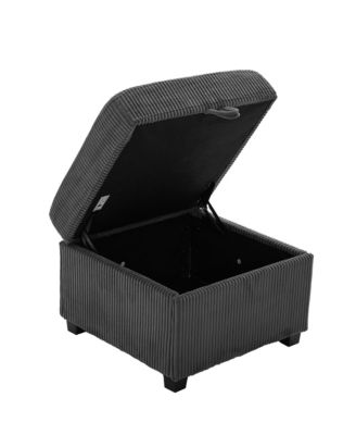 L-Shaped Sectional Sofa w/ Storage Ottoman, USB, Cup Holder, Corduroy