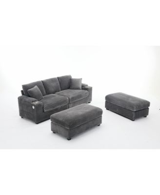  Modular Sectional Sofa Bed Set w/ Storage, USB & Cup Holders