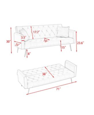 Velvet Foldable Sofa (71-inch) - Retro Style for Small Spaces