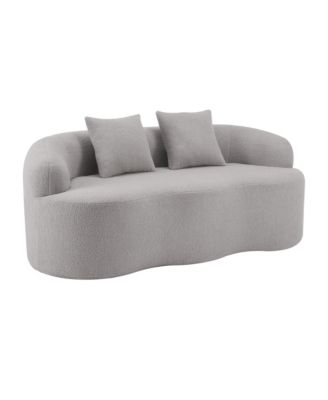 Curved Loveseat Sofa, Small Space Couch with 2 Pillows