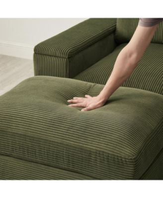 Streamdale Corduroy Sectional Sofa with Ottomans - Dark Green