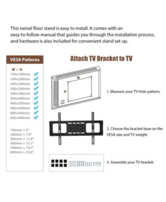Wooden TV Stand with Mount, Swivel, Adjustable, Rustic Brown
