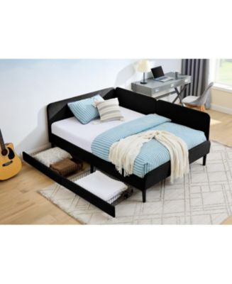 Streamdale Furniture Upholstered Platform Bed Frame w/ 2 Drawers ...