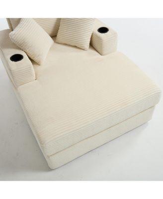 Streamdale Corduroy Chaise Lounge Sofa, Detachable Cushions, 3 Colours