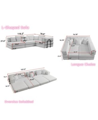 Streamdale Oversized Modular Sectional Sofa Couch Set with 6 Pillows - White