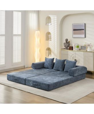 Comfy Convertible Folding Mattress Couch - Blue
