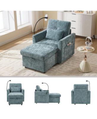 Multifunctional Chenille Recliner Sofa with Storage & Phone Bracket