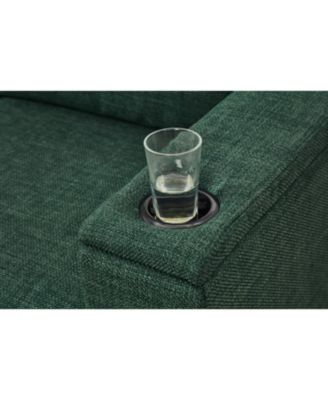 Modern Green Sofa with Cup Holder & Storage