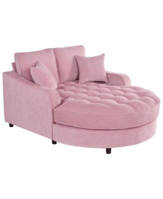 55" Modern Chaise Lounge Sofa Bed with Tufted Seat & Pillows