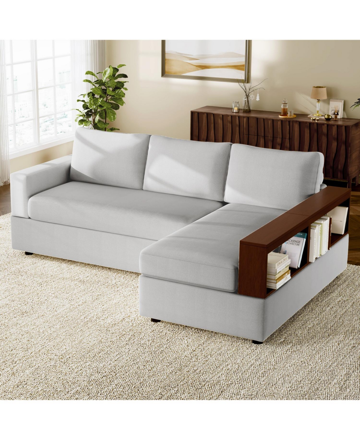 Streamdale 87.4" Sectional Sofa Couch with Reversible Armrests, Gray