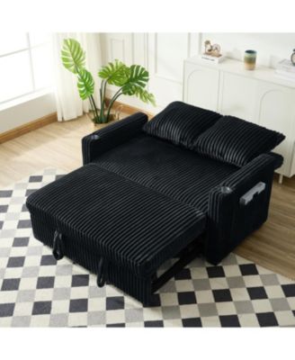 Streamdale Sleeper Sofa Couch Pull Out Bed Corduroy Love seat Black