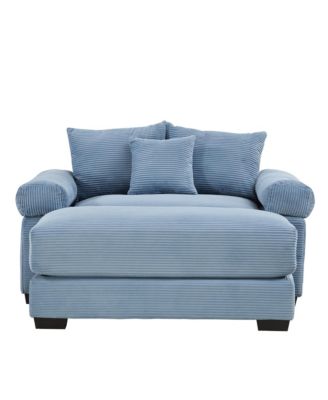  Oversized Cloud Modular Sectional Couch, Corduroy, Ottoman, Chaise - Blue