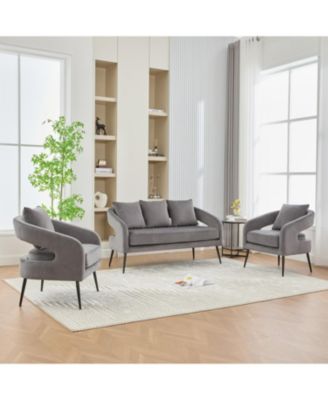 Velvet Living Room Set- Loveseat & 2 Accent Chairs