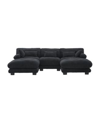  Pelletized Velvet Cloud Couch w/ 2 Ottomans & 3 Seater Sofa