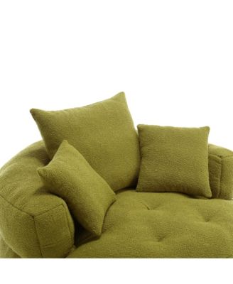 Chenille Sleeper Sofa Chair - Modern Fluffy Lounge Seat