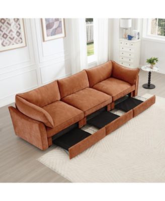 3-Seater Sofa with Storage Drawers