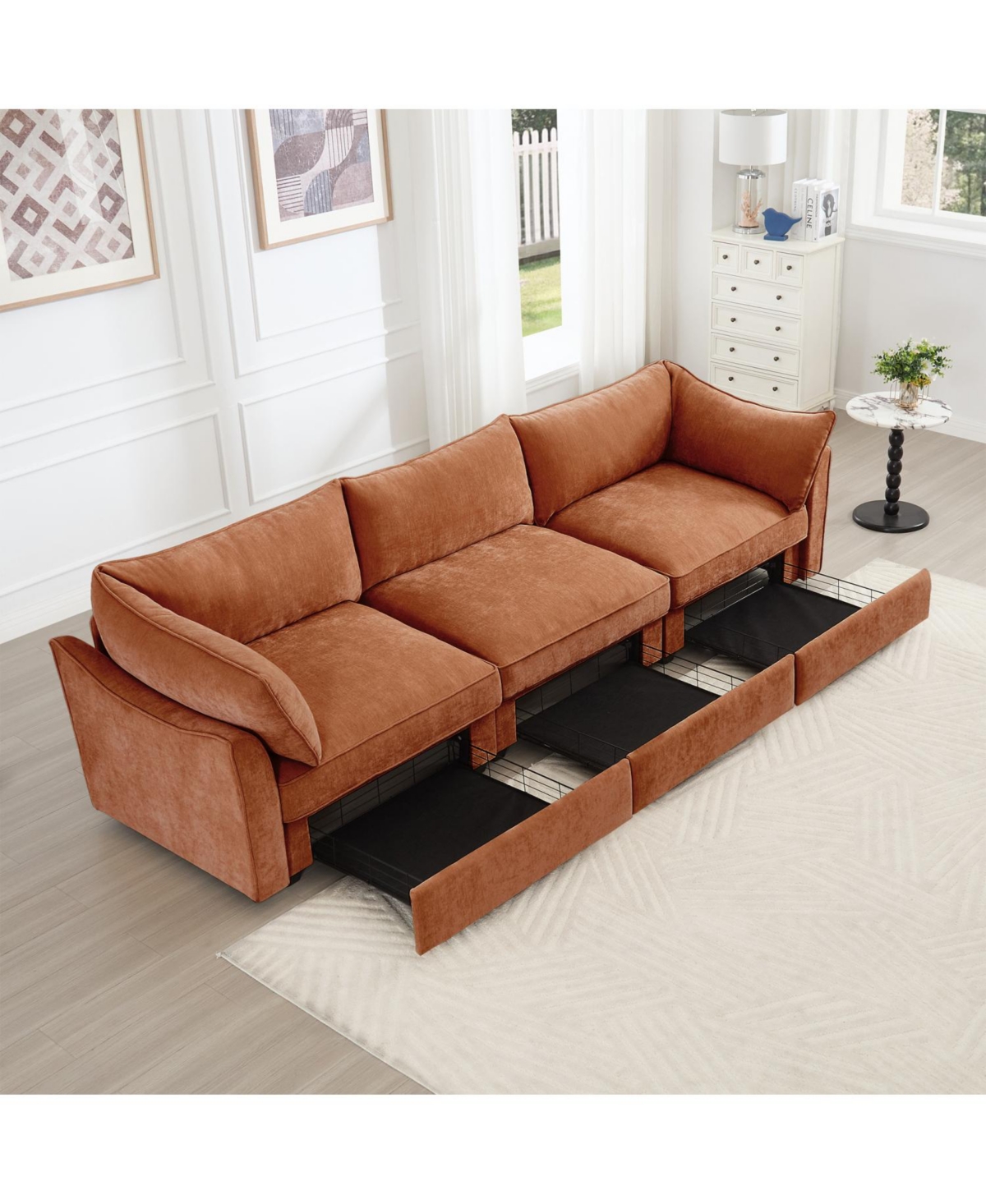 Streamdale Furniture 3-Seater Sofa with Storage Drawers