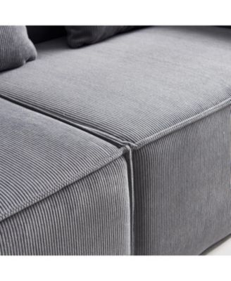 Corduroy Modular Loveseat Sofa - Compact Sectional Couch