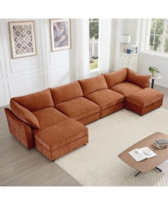 U Shape Sectional Sofa with Ottomans & Storage