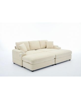  Modular Sectional Sofa Bed Set w/ Storage, USB & Cup Holders
