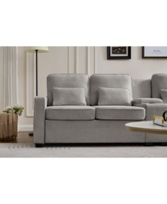 Streamdale 114" Sofa w/ Console, Cupholders, USB Ports, Pillows