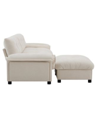 L-Shape Sectional Sofa w/ Ottoman, Charging, Cup Holder, Storage