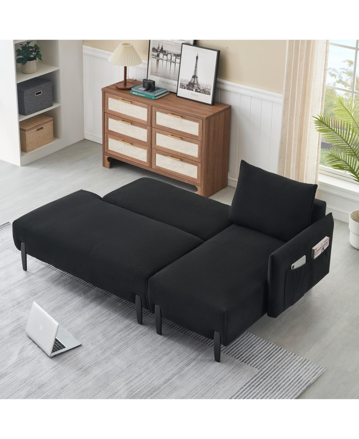 Streamdale Furniture Corduroy Sofa w/ Pillows - 79.5" - Apartment, Office, Living Room