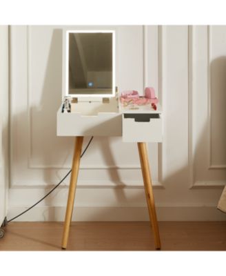 Makeup Vanity Table with Flip Top Mirror & 2 Drawers