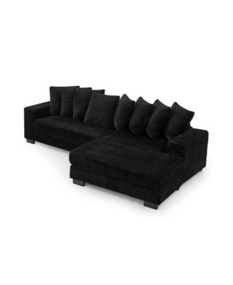 Corduroy Tufted Sleeper Sectional Sofa, L-Shaped Modular Convertible