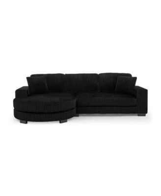  Corduroy Tufted Sleeper Sectional Sofa, L-Shaped, Modular - Black