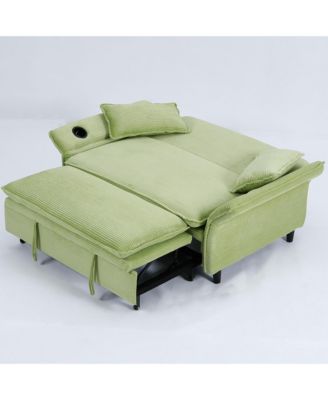 Green Multi-Functional Sofa Bed with Adjustable Armrests & Backrests