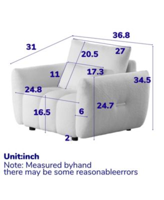 36.8" Teddy Fabric Sofa - Modern Lounge Chair