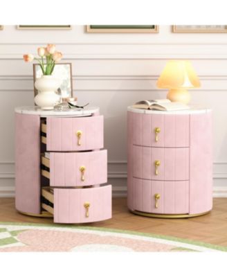 Streamdale Pink Upholstered Nightstand Set (2)