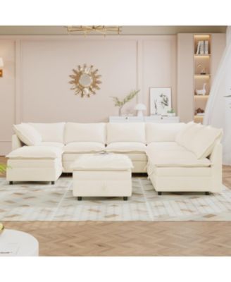 Streamdale Modular Sofa Bed with Storage & Faux Double-Layer Cushions